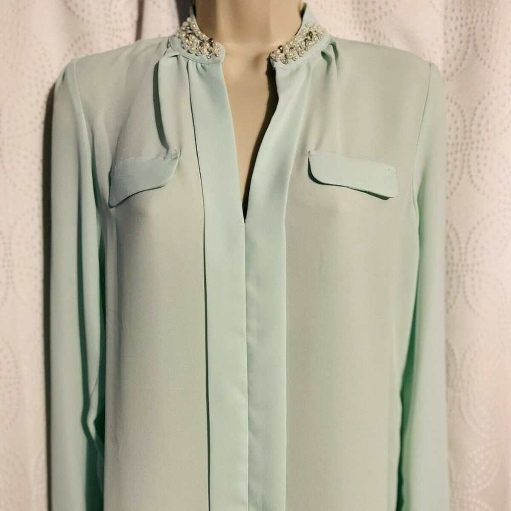 CANDIES Aqua Color SMALL Sheer Blouse